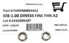  25  M8-1 00 Stainless Steel Din934 Fine Thread Metric Finished Hex Nut A2