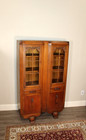 French Oak Glass Doors Bookcase   Display Cabinet