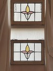 Matching Pair Of Antique Craftsman Style Stain Glass Windows 20   x14 5   