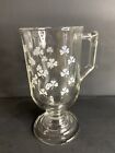 Vintage Set Of 4 Footed Irish Coffee   Whiskey Glasses White Shamrock Print Mugs
