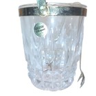 Cristal D arques France Mini Leaded Crystal Ice Bucket W handle Tongs  Vtg  60 s