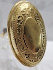 Antique Brass Door Knob Pair History Handle Victorian Floral Design Gold Tone
