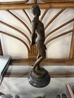 Signed Bronze Nude Male Sculpture 12    Figurative Art Marble Base Heavy