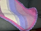 Handmade Lavender  Pink    White Crochet Afghan Throw Blanket     16   x21 5   