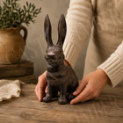 Large Cast Iron Bunny Statue   10 5  Tall Rustic Rabbit Garden Or Home Decor