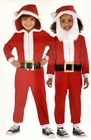 Child s Christmas Santa Costume Zip Up Hooded One Piece Suit Toddler 3-4 New
