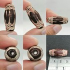 Antique Venetian Chevron Glass Bead Red White Black Barrel Shape Roman