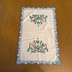 Vintage Kashubian Hand Embroidered Floral Table Runner And 6 Cloth Napkins 