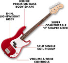 Squier Debut Precision Bass Guitar Fender Beginner Dakota Red Matte Finish
