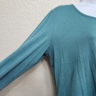 Simply Styled Blue Green Thermal Style Round Neck Long Sleeve Top Small Hi Low