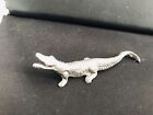 Pewter Crocodile Reptile Highly Detailed Silver Metal Figurine Statue