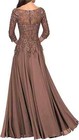 V Neck 3 4 Sleeve Lace Chiffon Mother Of The Bride Dress Formal Evening Gown