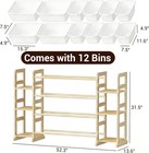 Kids Toy Storage Organizer With 12 Bins  100  Solid Wood - Natural Finish Montes