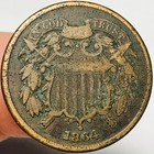 1864 Two Cent Piece 2c Civil War Date Large Motto Us Copper Coin Cc29598