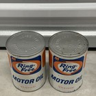 Nos Vintage 1960s Ring-free Motor Oil Full Metal Can 1 Quart Paper Label- 2 Cans