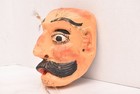 Vintage Mexican  Folk Art Carved Wood Dance Mask Guerrero Bearded Man Carnival-