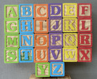 Vintage 1970   Playskool   Large 1 75  Wood Alphabet Blocks-40 Blocks