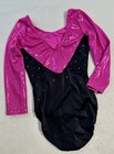 Gk Elite Gymnastics Leotard Competition Rhinestone Bling Black Pink Leo Size Axs