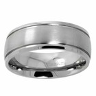 8mm Titanium Ring Men Women Wedding Band 2 Grooves Brushed Center Comfort Fit