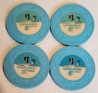 Lot Of 4 Concord Casino  1 Chips Vintage Aruba Poker Blackjack Hotel Blue
