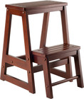 Step Library Chair Folding Craft Solid Wood Antique Walnut 2-tier Kitchen Home