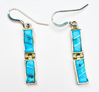 Native Sterling Silver Turquoise Dangle Earrings     1-5 8        Signed Sterling