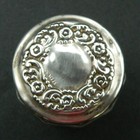 Antique Art Nouveau Small Glass Dresser Jar With Sterling Silver Repousse Lid