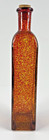 Vintage Glass Bottle Amber Orange   Gold Art Decanter With Cork Stopper 10 
