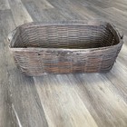 Antique Primitive Splint Basket Hand Forged Nails Metal Strap Reinforced Farm