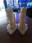 Vintage Italian Hand Carved Onyx Marble Horse Head Bookends 6   h