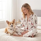 Christmas Dog Print Pajama Set Family Matching Holiday Sleepwear