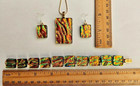 Handcrafted Multicolor Fused Dichroic Glass Pendant  Earring  Bracelet Set