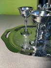 Vtg Krome Kraft Farber Bros Cocktail Shaker Bakelite 4 Goblet Stemware Bar Set