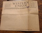 Vtg 1929 Western Union Telegram   Envelope Oneonta Ny Washington Dc