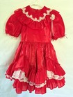 Vintage Girls Red Lace Ruffled Party Dress Full Circle Handmade 5 6x