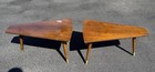 Pair Of Mid Century Modern Wedge Side Tables 3-leg Vintage End Tables Slice
