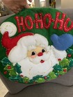 Bucilla Santa   Christmas Holly Wall Hanging Completed Finished Sequins   Felt