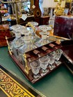 Antique French Napoleon Iii Cave    Liqueur Crystal Decanter Bar Box 19th C