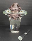 Vintage Studio Art Glass Perfume Bottle Stopper Amethyst Iridescent Signed