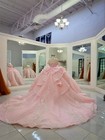 Pink Charro Quinceanera Dresses Ball Gown Off The Shoulder Beaded Bow Mexican