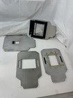 Lot Of 4 Vintage Metal Darkroom Photo Enlarger Negative Carrier Mask Stage Plate