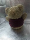 Russ Berrie Teddy Bear Plush Vintage Brown Stuffed Animal Maroon Knit Sweater