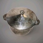 Vintage English Silver Plate Glass Ice Bucket W Lid And Pyrex Glass Liner Shabby