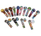 Random Colors 5 Pack Printed Silicone Pipes With Lids   Stainless Steel Bowls