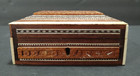 Antique 1900s Anglo-indian Vizagapatam Carved Wood Box Hinged Lid Horn Inlay 5 