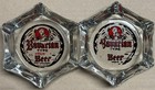 Vintage 1940 s Advertising Glass Ashtray Bavarian Premium Beer Lot Of 2