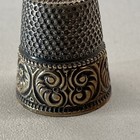 Antique Stern Bros Sterling Silver Thimble Gold Repousse Scrolls Monogram