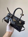 Prada Bonnie 1ba486 Black Shoulder Bag Gold Hardware Detachable Strap Designer