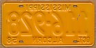 1958 Mississippi License Plate    Issued In Alcorn County