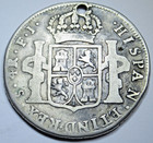 1807-fj Santiago Chile 4 Reales Spanish Colonial Half Dollar Holed 1800s 4r Coin